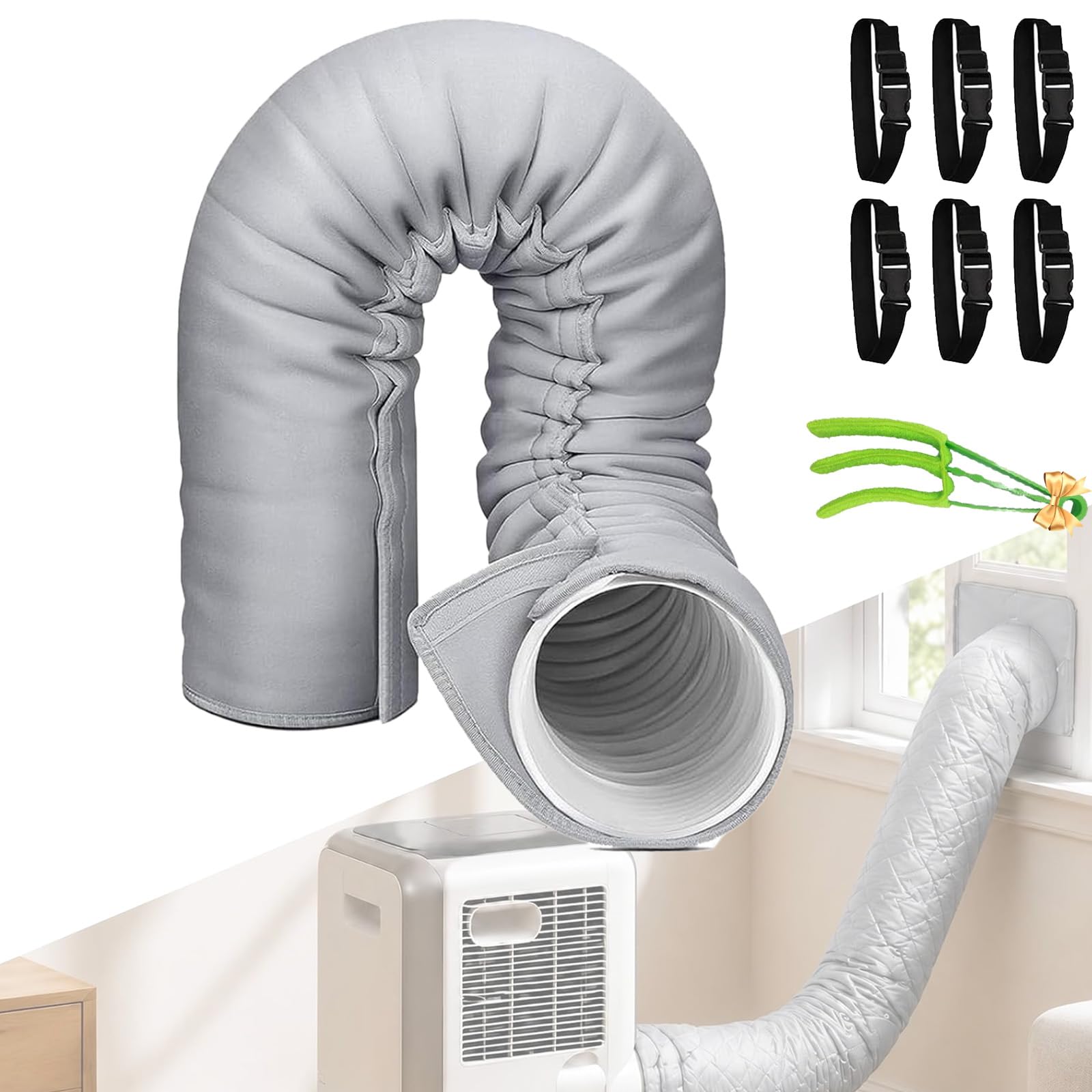 Glsayzu D 150X52cm Insulation For Portable Air Conditioner Exhaust Hose, 2-Piece Universal Insulating Sleeve For Portable Air Conditioners, Heat Protection & Energy Saving, For 12.7Cm & 15Cm Iameters (D)