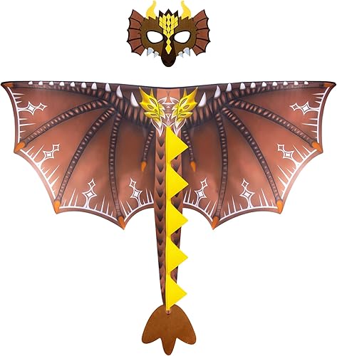 D.Q.Z Disfraz de dinosaurio y alas de dragón para niños con máscara, capa de dinosaurio para niños, regalos de juguetes para fiestas de cumpleaños