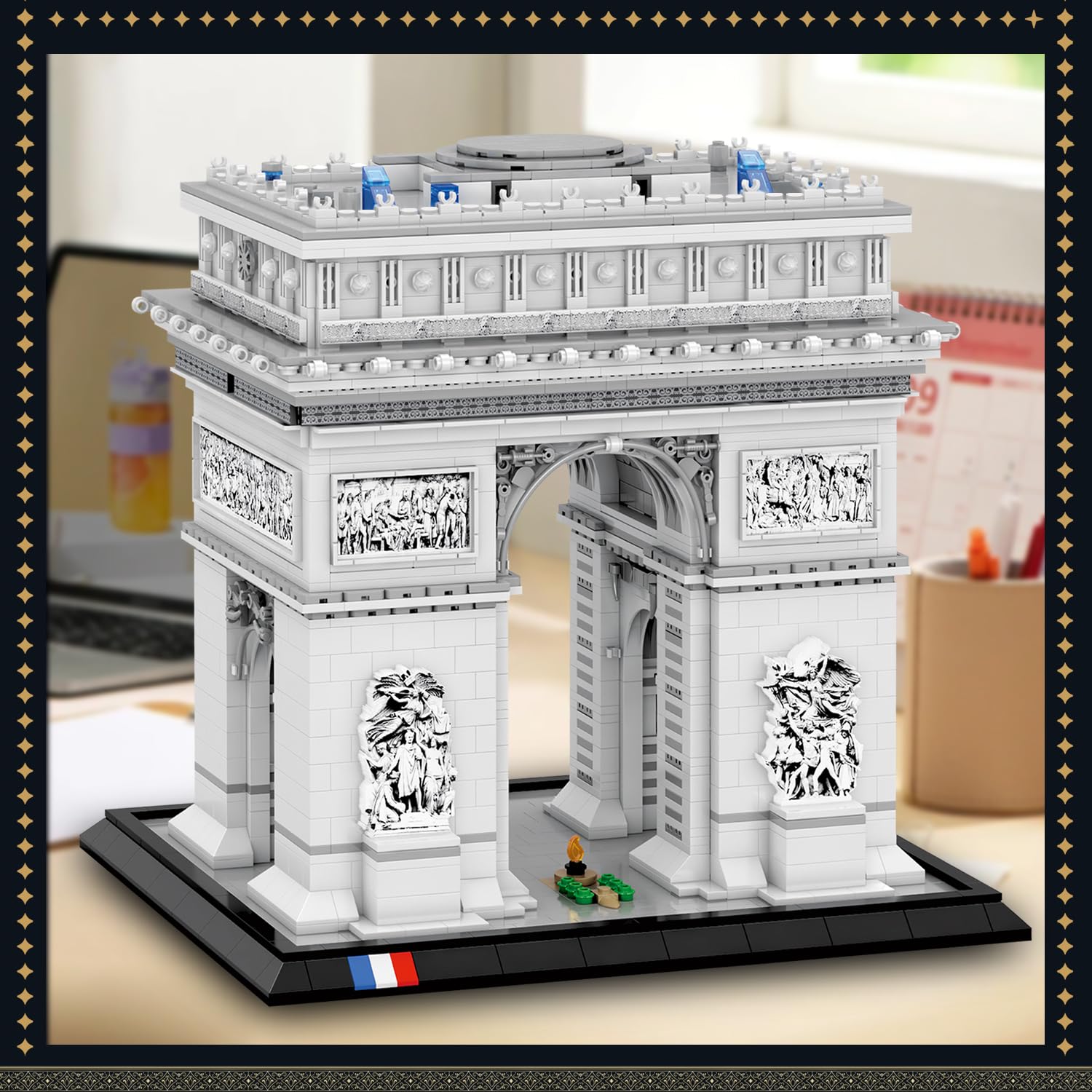 Reobrix 66024 Paris Arc de Triomphe Baukasten Set, 3718 Teile Frankreich Berühmtes Wahrzeichen Klemmbausteine, Architektonische Modellbausätze für Erwachsene, Geschenkideen für Sammler