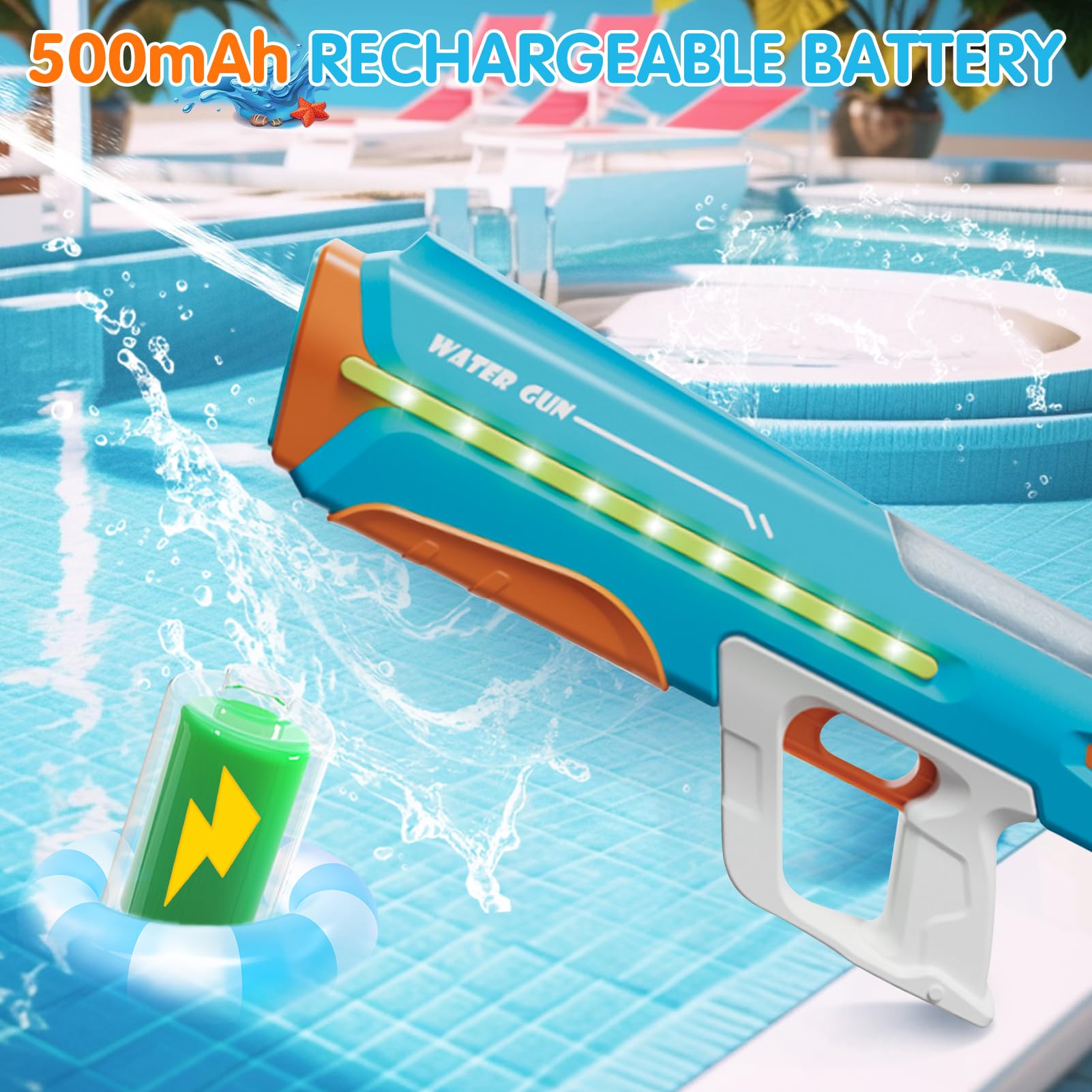 Elektrische Wasserpistole Automatisch | Wiederaufladbar 375ml | Für Kinder & Erwachsene