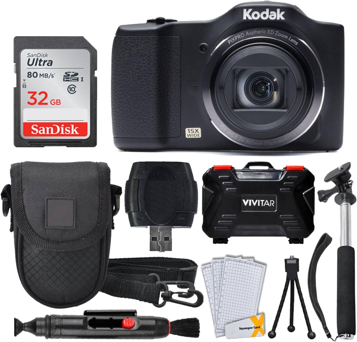Kodak PIXPRO FZ152 Digital Camera Bundle with 32GB Memory