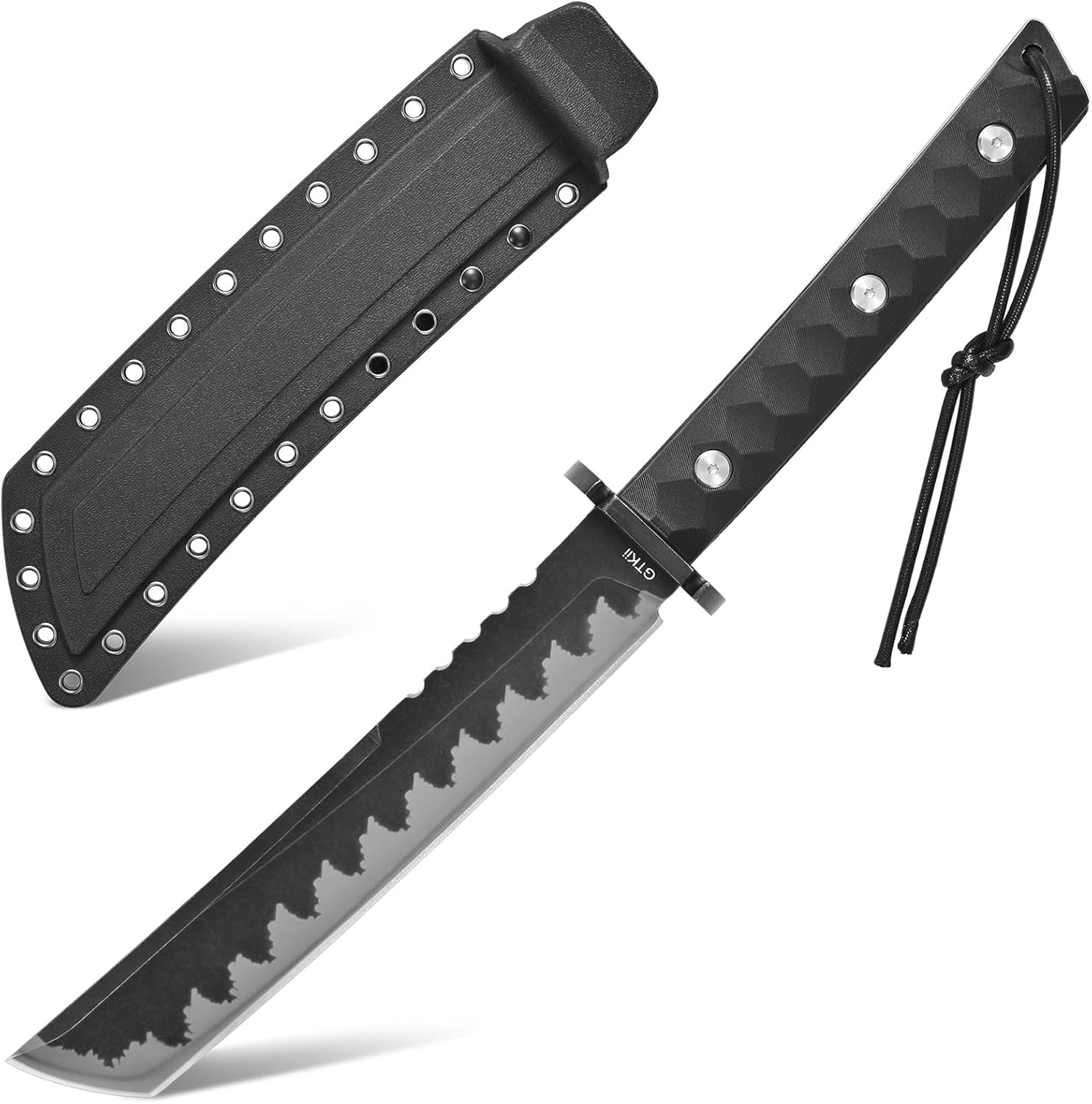 GTK33 Fixed Blade Knife AUS-10 Steel Blade Full Tang Nylon Fiberglass Handle Cool Style Knifes for Outdoor Camping Adventure Collection (Black)
