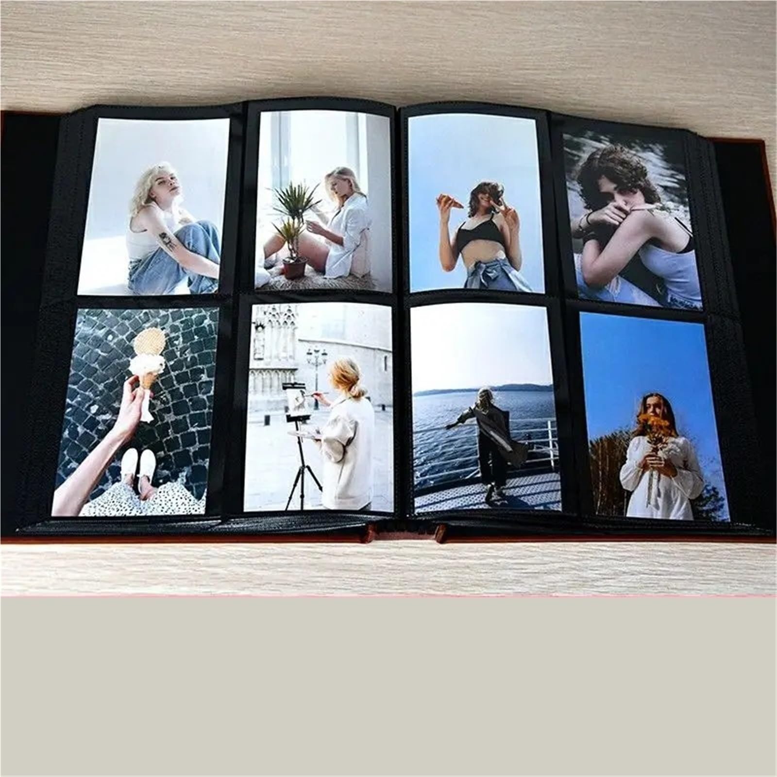 Funda de PU 576 Bolsillo vertical 15,2 * 11,4 cm Álbum fotos móvil 6/5 pulgadas Insertar álbum Para Aniversarios(Brown B 3D)