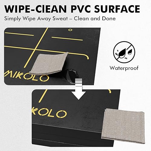 Miniatura 5 de Mikolo Alfombrilla de ejercicio de triple pliegue, 2 pulgadas de grosor con asas de transporte, 6 x 2 pies, antidesgarros, portátil, de alta