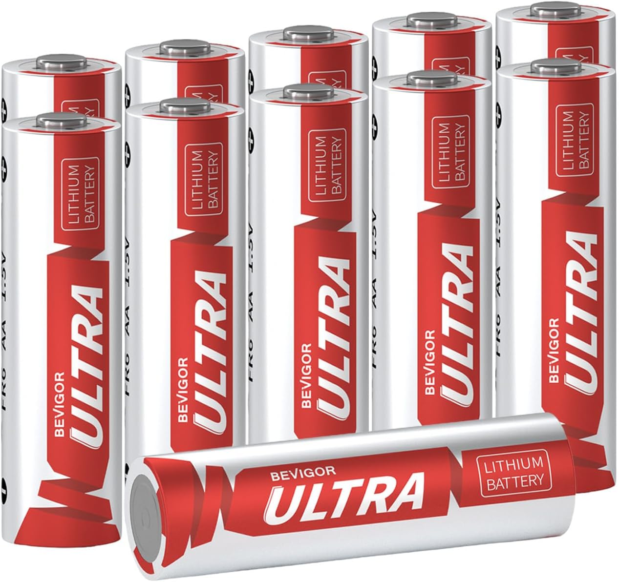 BEVIGOR Lithium AA Batteries 11-Pack, 1.5V 3500mAh Lithium Iron Battery AA, Double A Batteries for Flashlights, Toys, Remote Controls, Electronics【Non-Rechargeable】