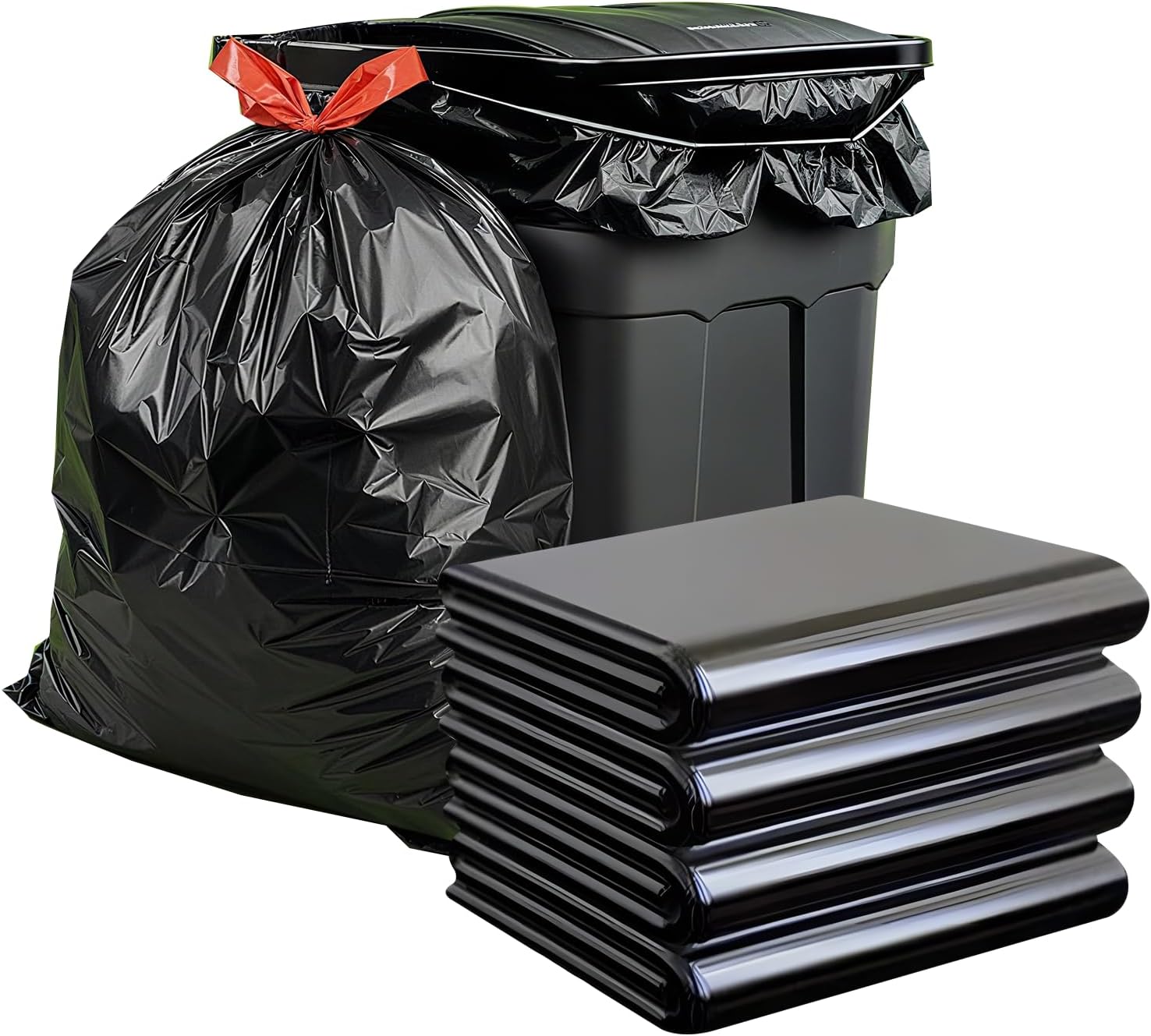 6-10 Gallon Heavy Duty Trash Bags with 75 Tie Ties – 75 Count Extra Thick, Leak-Proof Contractor Bags for Outdoor, Lawn, Thickened garbage bags | 45 cm x 50 cm,18×20 Inches