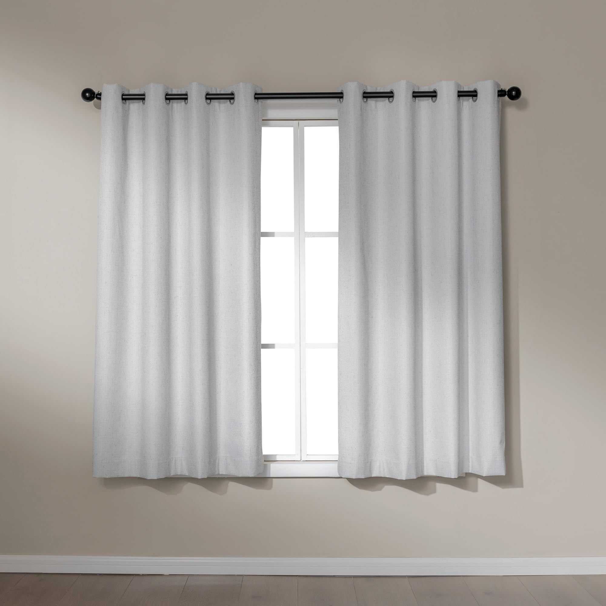 

                                                    Amazon Basics Faux Linen Blackout Curtains for Bed