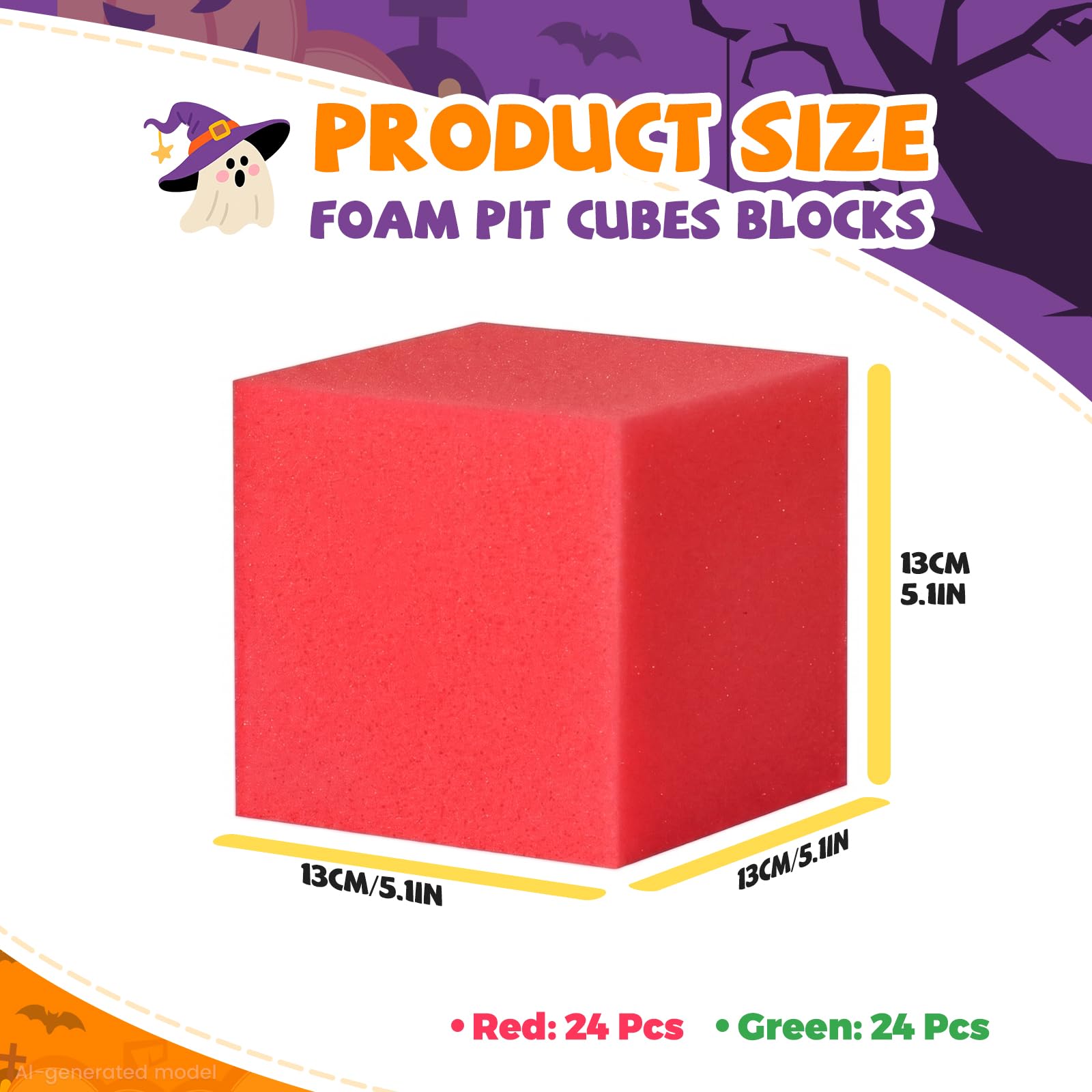 48 cubi in schiuma morbida da 13 cm, blocchi di schiuma per bambini, rosso