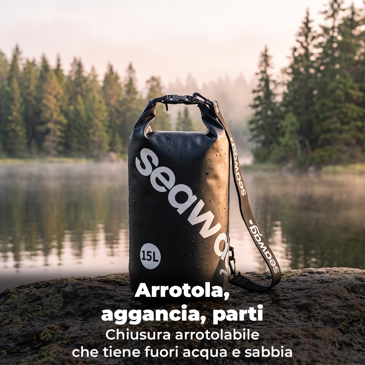 SEAWAG Solo Traveler Kit - Custodia impermeabile per telefono (IPX8 fino a 25 m) con impugnatura galleggiante, cinghia da braccio e supporto per bicicletta, borsa impermeabile universale per iPhone e