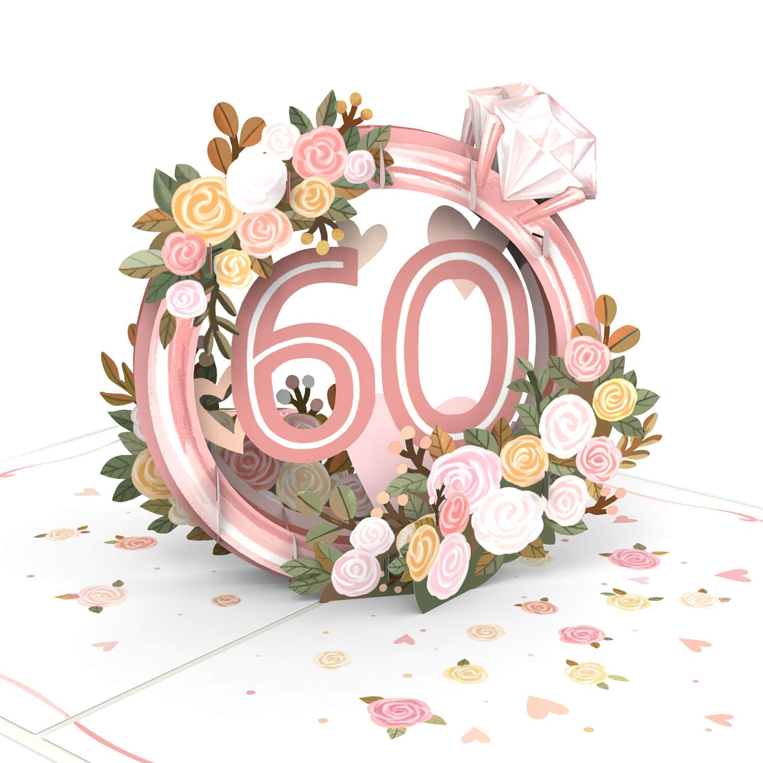 papercrush® Pop Up Karte Diamantene Hochzeit - 3D Glückwunschkarte zur Diamanthochzeit, Geschenkkarte zum 60. Hochzeitstag (Frauen & Männer), Geldgeschenkverpackung, Einladungskarte für Jubiläumsfeier