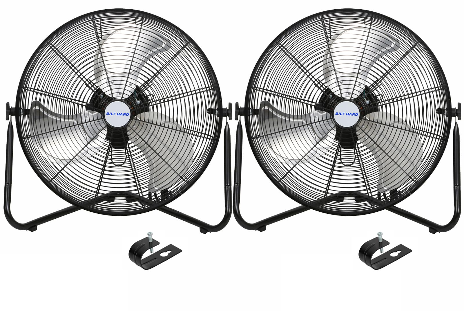 BILT HARD 20" High Velocity Floor Fan, 4600 CFM 3-Speed Industrial Shop Fan with Wall-Mounting System, Heavy Duty Metal Fan for Garage Workshop and Warehouse, 2 Pack