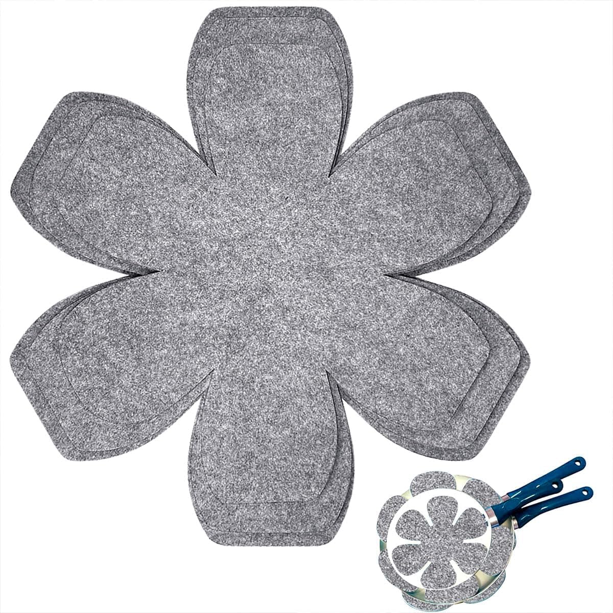 Cliths 6 Pcs Pot and Pan Protectors for Stacking, 3 Sizes, Felt Pan Separators, Anti-Slip Pot Protectors, Ceramic & Glass Cookware Dividers