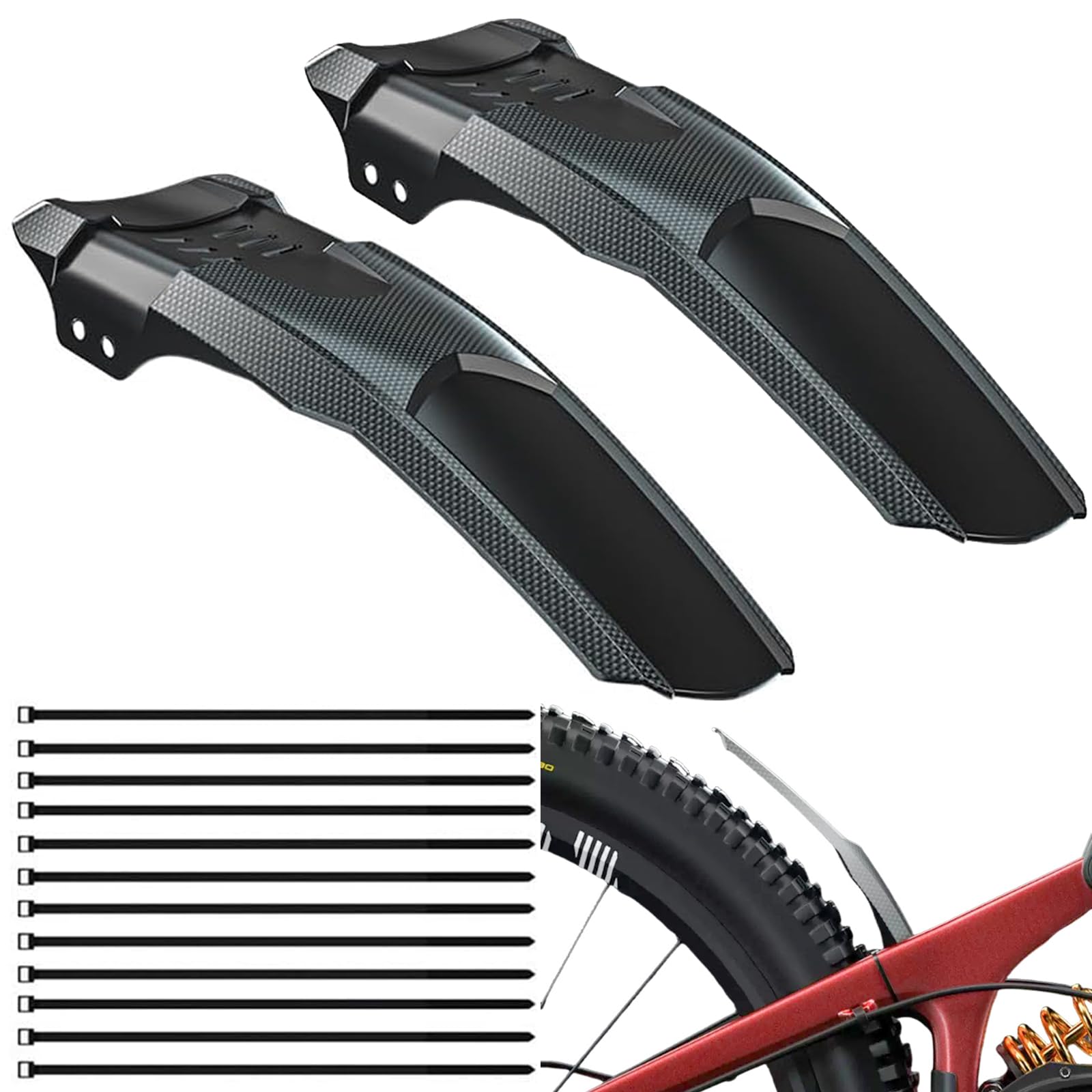 Błotnik do roweru górskiego, zestaw MTB z przodu i z tyłu, błotnik rowerowy Mudguard, Quick-Release, ochrona przed zachlapaniem, do rowerów górskich i szosowych 20-29 cali