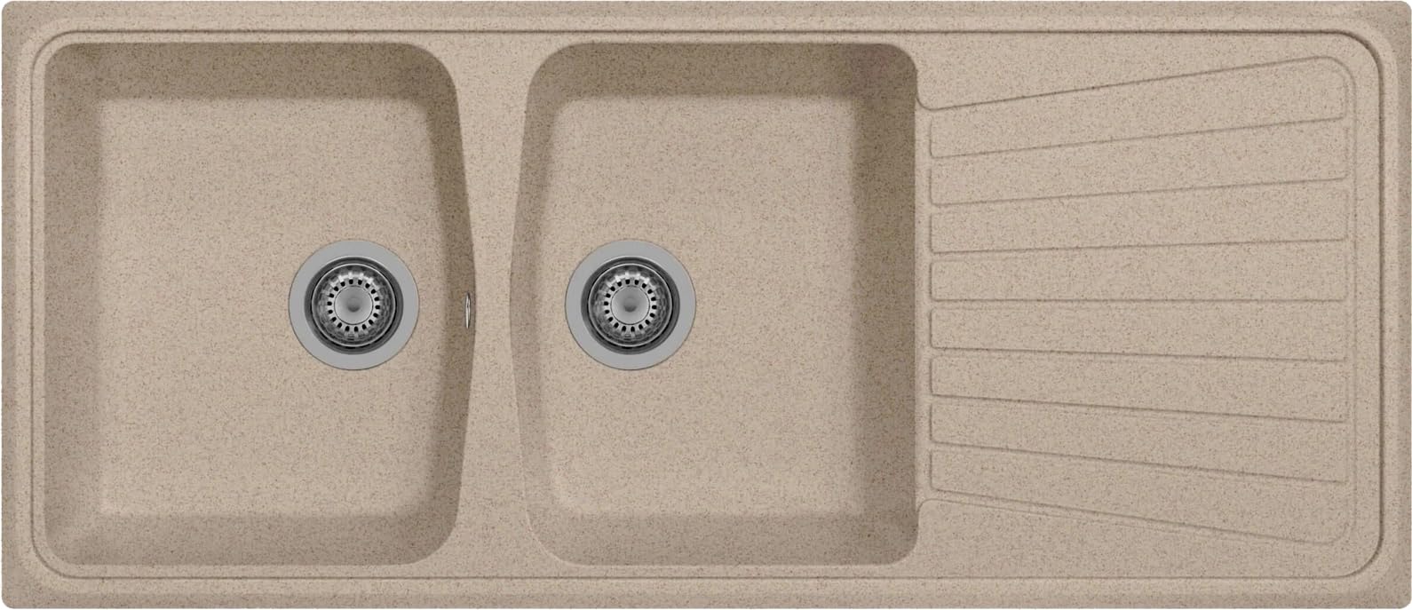 Lavello cucina Borgogna Avena 116 x 50 cm 2 vasche e gocciolatoio Made in Italy
