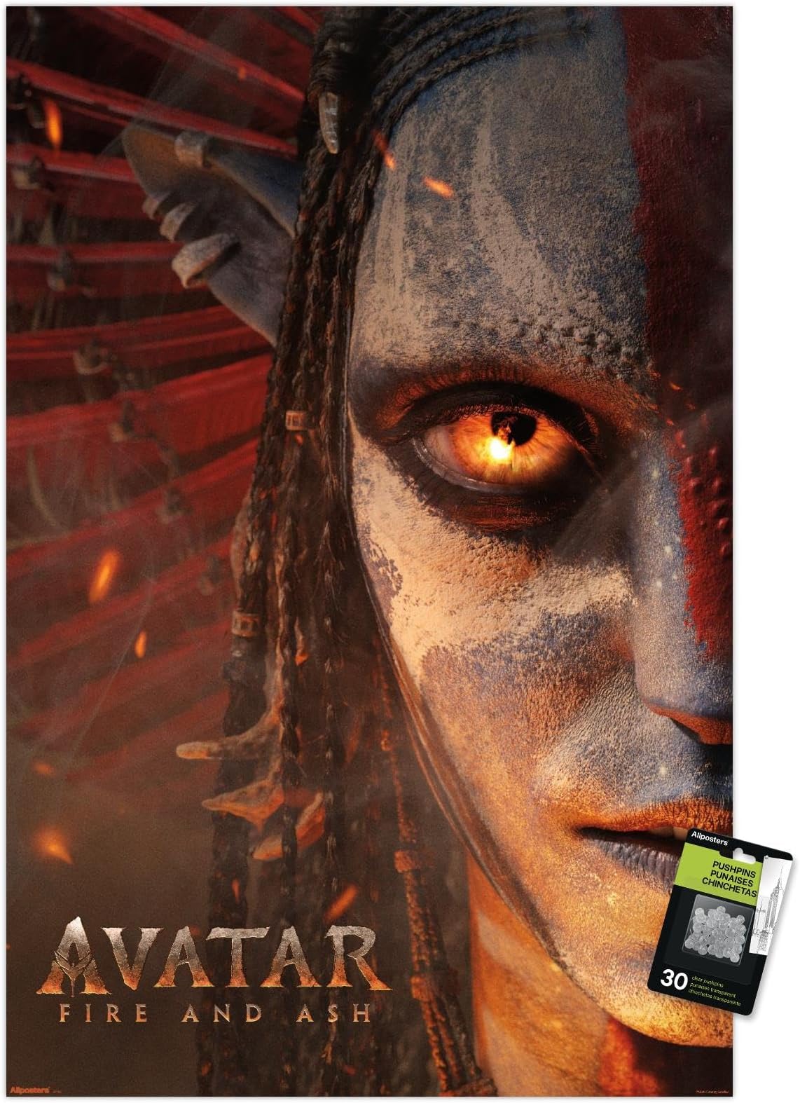 Avatar: Fire and Ash (2025) - Teaser One Sheet Wall Poster with Push Pins, 34L" x 22.4W", Poster & Push Pin Bundle
