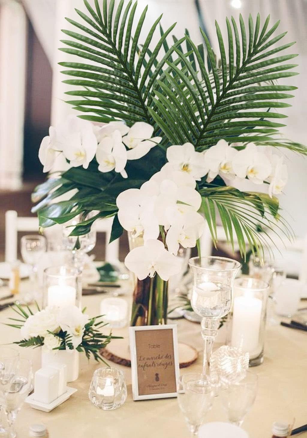 Large Artificial Palm Leaves Palm Fronds Tropical Leaves Areca Palm Branches Palm Leaves with Stem Palm Tree Leaves Faux Palm Leaves for Floral Arrangement Fake Leaves Palm Sunday Decor-Large Leaf - Image 3