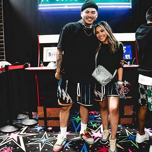 Miniatura 6 de BOOMLEMON Pantalones cortos de baloncesto para hombre, pantalones cortos deportivos de entrenamiento de hip hop, pantalones cortos de malla con