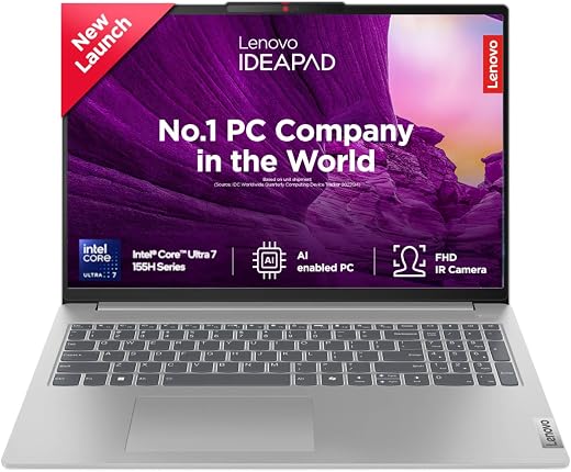 Lenovo IdeaPad Slim 5 Intel Core Ultra 7 155H Built-in AI 16" (40.64cm) WUXGA-IPS 300Nits Thin &amp; Light Laptop (16GB/1TB SS...