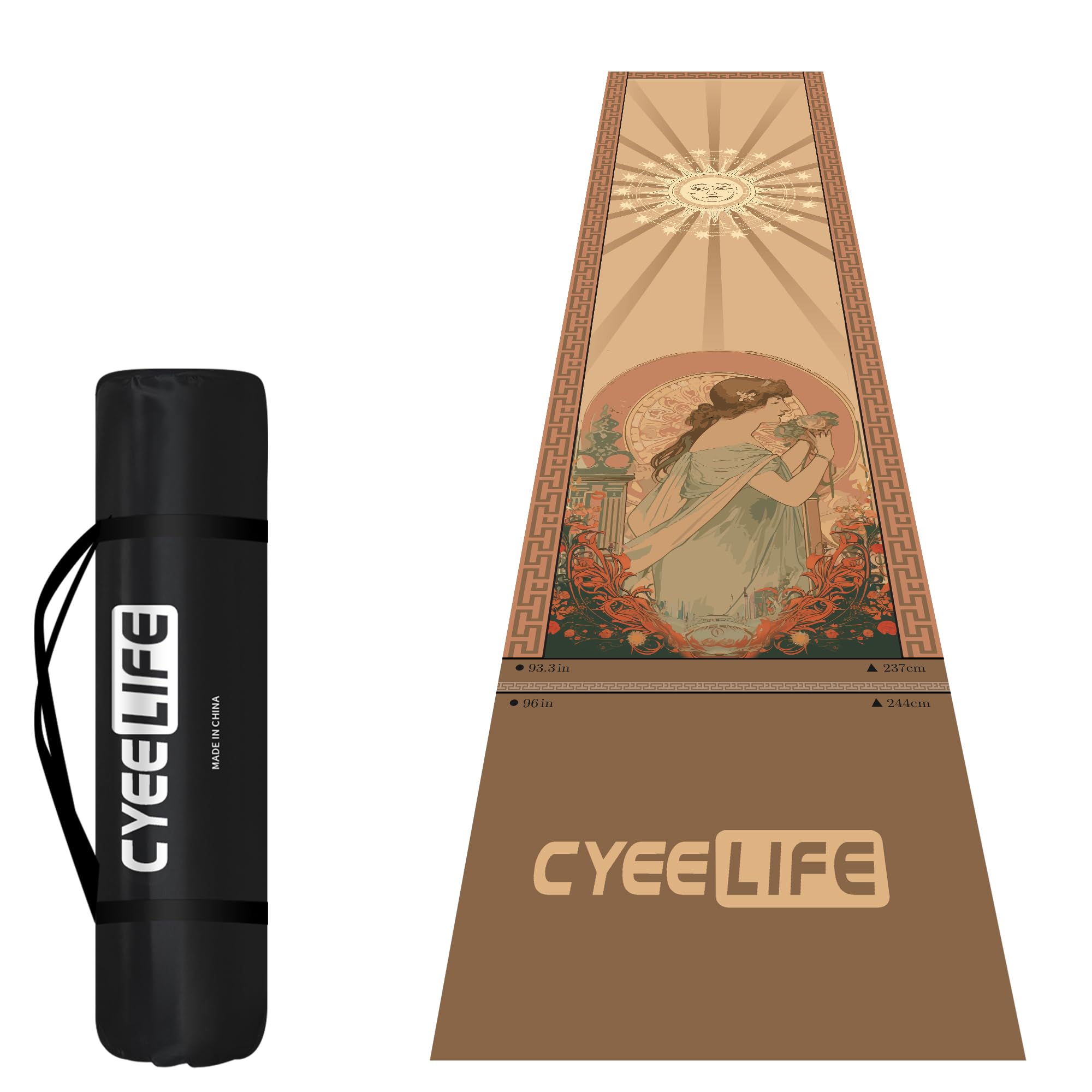 Cyeelife Carpet Mat 297 x 66 cm, with Non-Slip Rubber Backing, Professional Dart Mat to Protect the Floor and Darts (Brown)