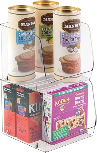 mDesign - Cesta organizadora de plástico apilable con frente abierto. para armarios de cocina, despensa, oficinas, dormitorios y baños, 8.5pulgadas