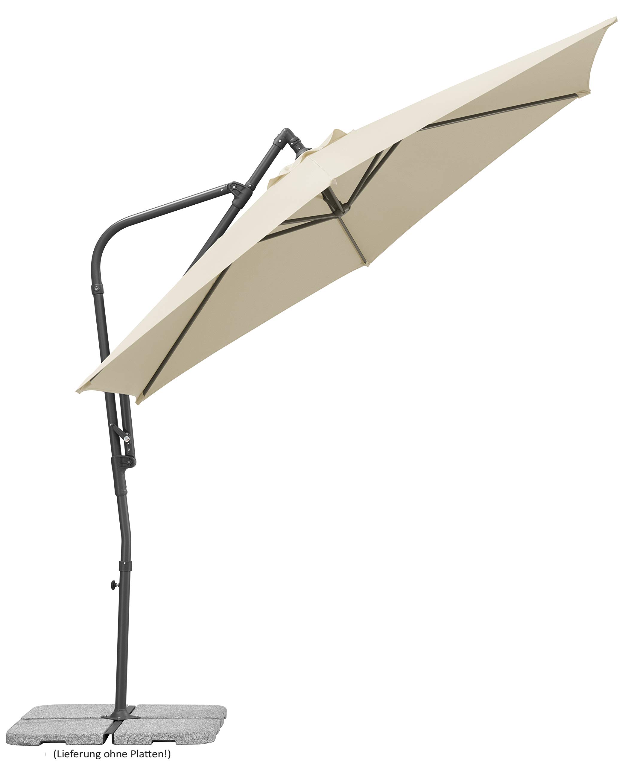 Schneider Sonnenschirm Genua, natur, 300 cm rund, 630-02, Gestell Stahl, Bespannung Polyester, 12.4 kg