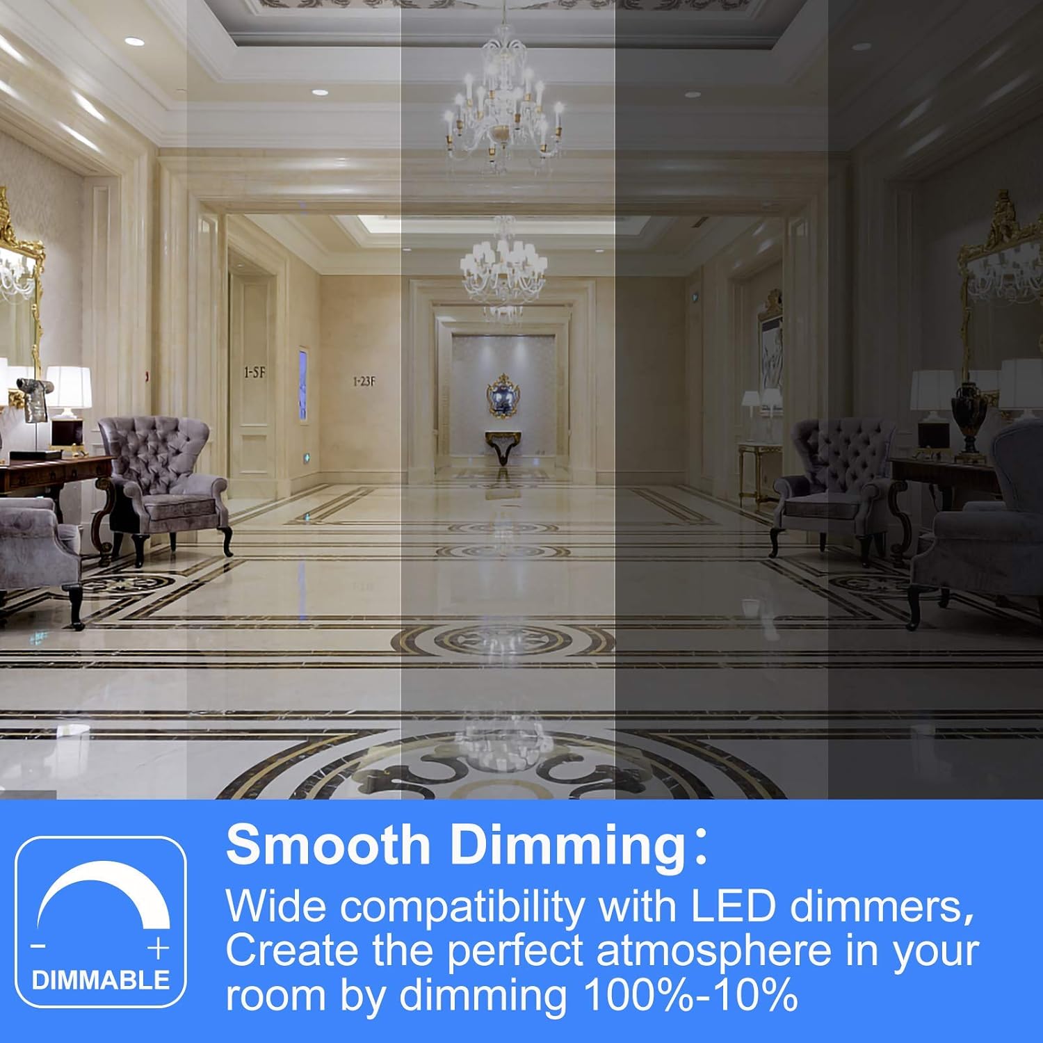 Energetic Dimmable E12 LED Candelabra Bulb,60 Watt Equivalent B11 LED Chandelier Bulbs, Daylight 5000K, 550LM, 5 Watt Halloween Christmas Decoration Filament Candle,24pk