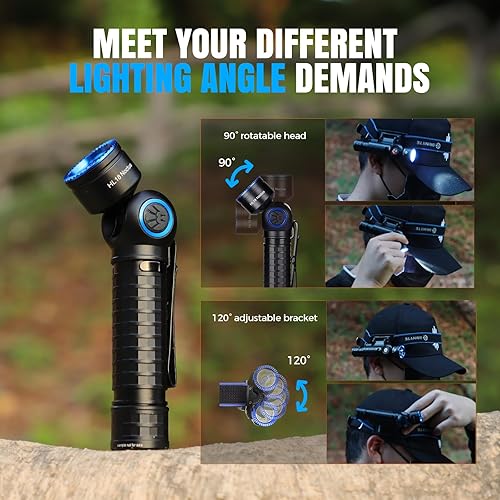 Miniatura 12 de Brinyte Linterna frontal recargable HL16, luz de trabajo LED ajustable de 0-90° con base magnética, linterna de cabeza manos libres para reparación