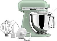 Vista 60 de KitchenAid KSM150PSAC Artisan Series - Batidora de pie con capacidad de 5 cuartos o 4.7 litros, incluye escudo vertedor Azul hielo