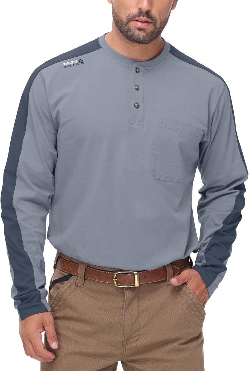 FR Shirts for Men 5.5OZ Lightweight Stretch Patriot Baseball T-Shirt Work Shirt - Image 2