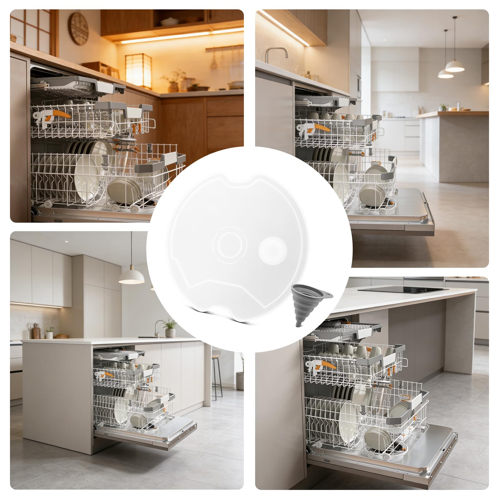 Couvercle de rechange, pour lave-vaisselle Miele Powerdisk, avec bouchon en silicone et entonnoir