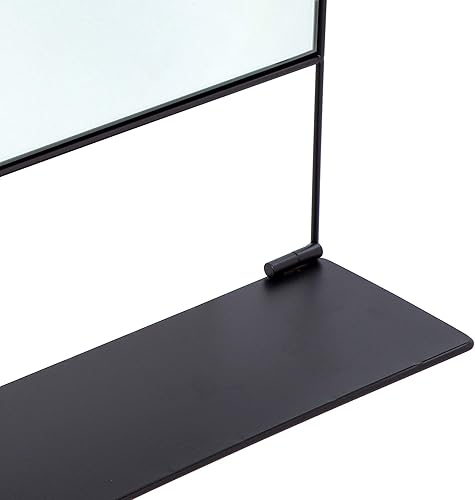 Miniatura 4 de Espejo cuadrado decorativo con estante plegable, 16 x 12 pulgadas, negro