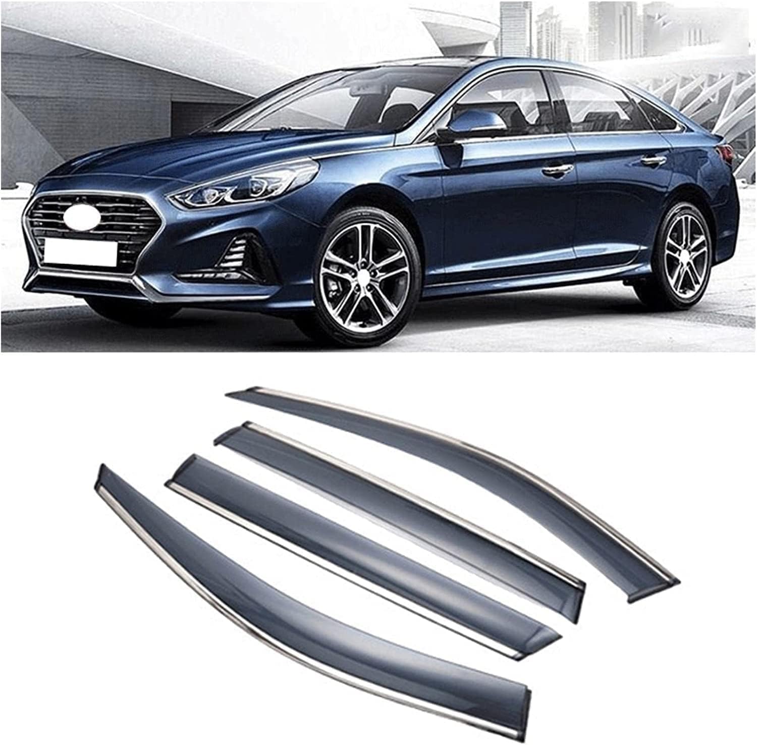 WeiYH Wind Deflectors for Hyundai Sonata 2015-2020, Keep Your Car Ventilated in Rain Car Rain Guard Shield Stick-on Fitment Weathershields