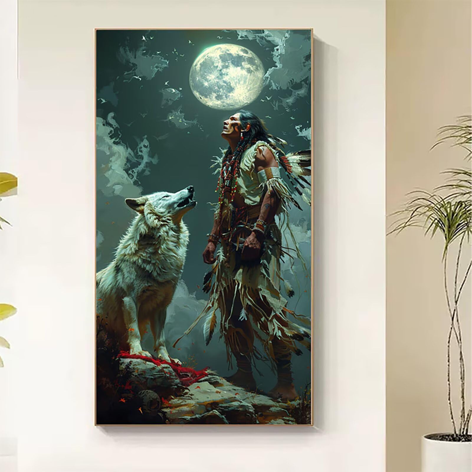 Dipingere con i Numeri Adulti indiani, Dipingere con i Numeri Luna, Fai da te Paint by Numbers per Principianti, Hobby Creativi Adulti, Painting by Numbers per Decorazioni Casa Regalo 70x140cm 5-4787