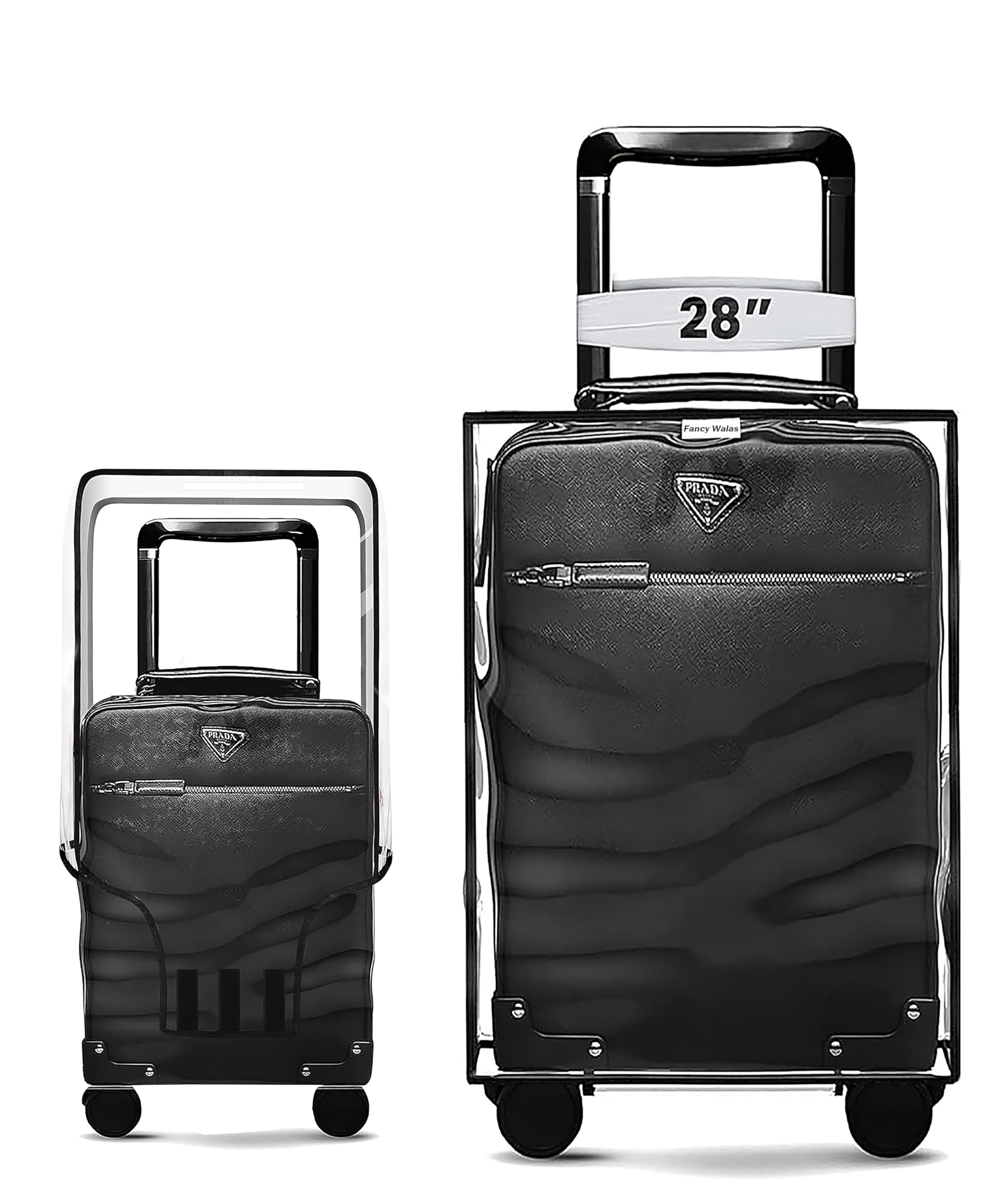 fancy walas 28 inch Trolley Bag Cover/Suitcase Bag Cover/PVC Trolley Cover Protector/Waterproof Dustproof Luggage Cover/Zippered Clear PVC Suitcase Cover Protectors (Black, Pack of 1, 28 Inch Large)-picture-17