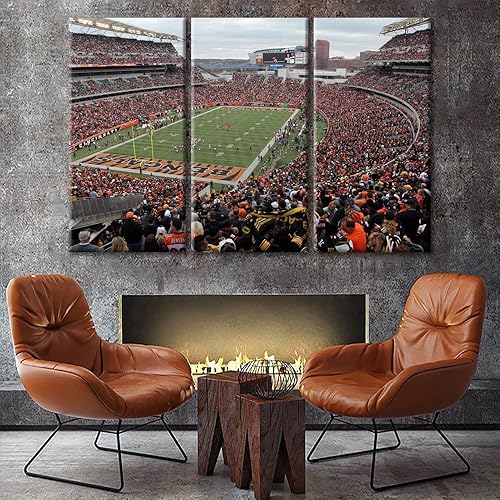 Miniatura 2 de Bengals - Arte de pared del equipo de fútbol americano, 3 piezas, decoración de sala de estadios, pósteres de impresión en lienzo para deportes de