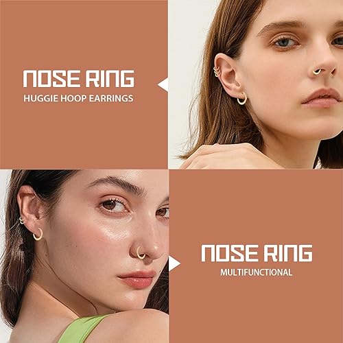 Miniatura 4 de Small Huggie Hoop Earrings for Women 14K Gold Plated Hoop Huggie Earrings for Men Hypoallergenic Lightweight Earrings Tiny Cartilage Ear Jewelry for