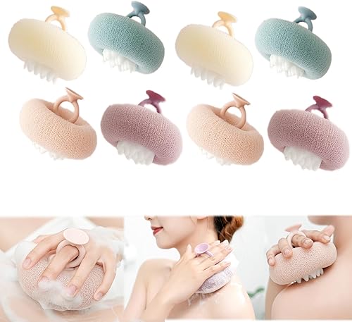 Bola de baño de girasol 2 en 1 2024, bola de baño con ventosa de girasol súper suave, esponja de baño exfoliante, cepillo de limpieza, esponjas de