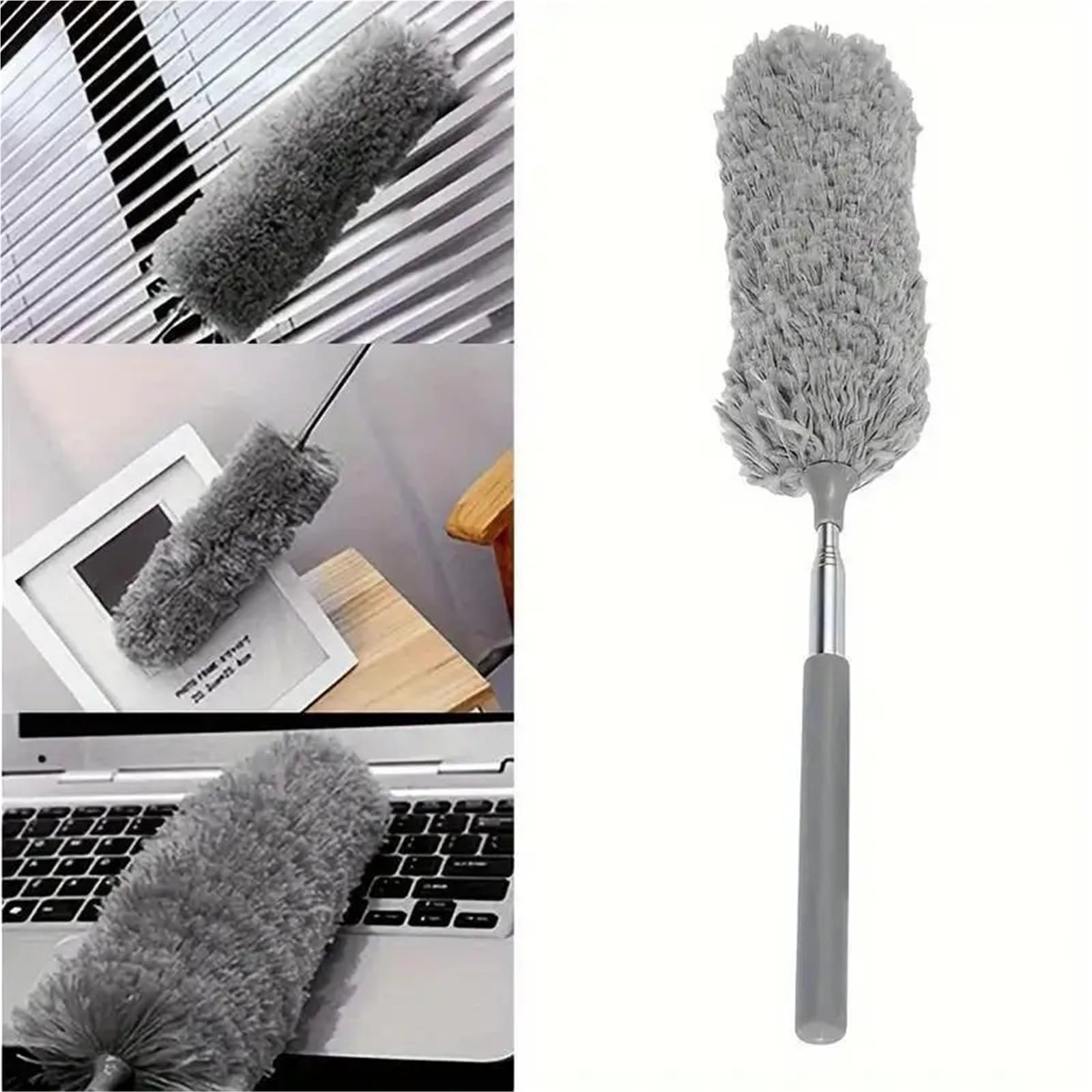 Plumeros Extensibles para La Limpieza Limpiador de Polvo Lavable con Cepillo de Acero Inoxidable Flexible y Poste de Plumero Extensible
