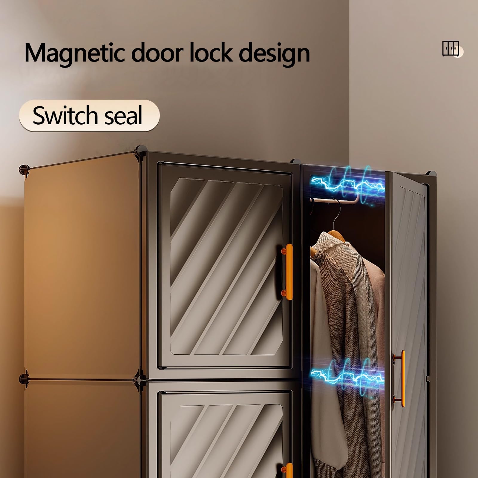Cabina Armadio Componibile Angolare con Barra Appendiabiti Armadio Piccolo Camera da Letto Salvaspazio Grande Capacità per Dormitori e Appartamenti(75 * 47 * 139cm)