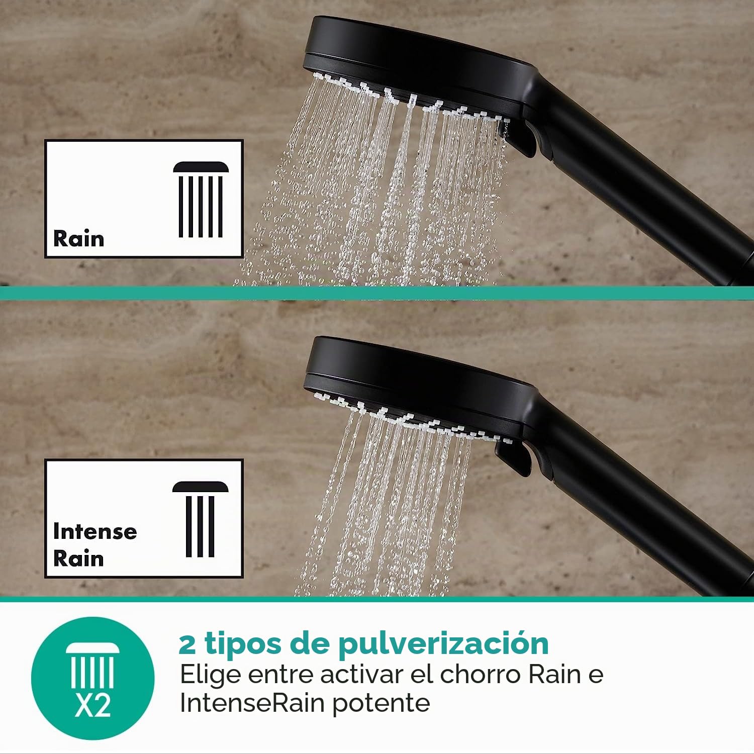 hansgrohe Vernis Blend Ducha de mano 100 Vario ahorro de agua, negro mate, 26340670