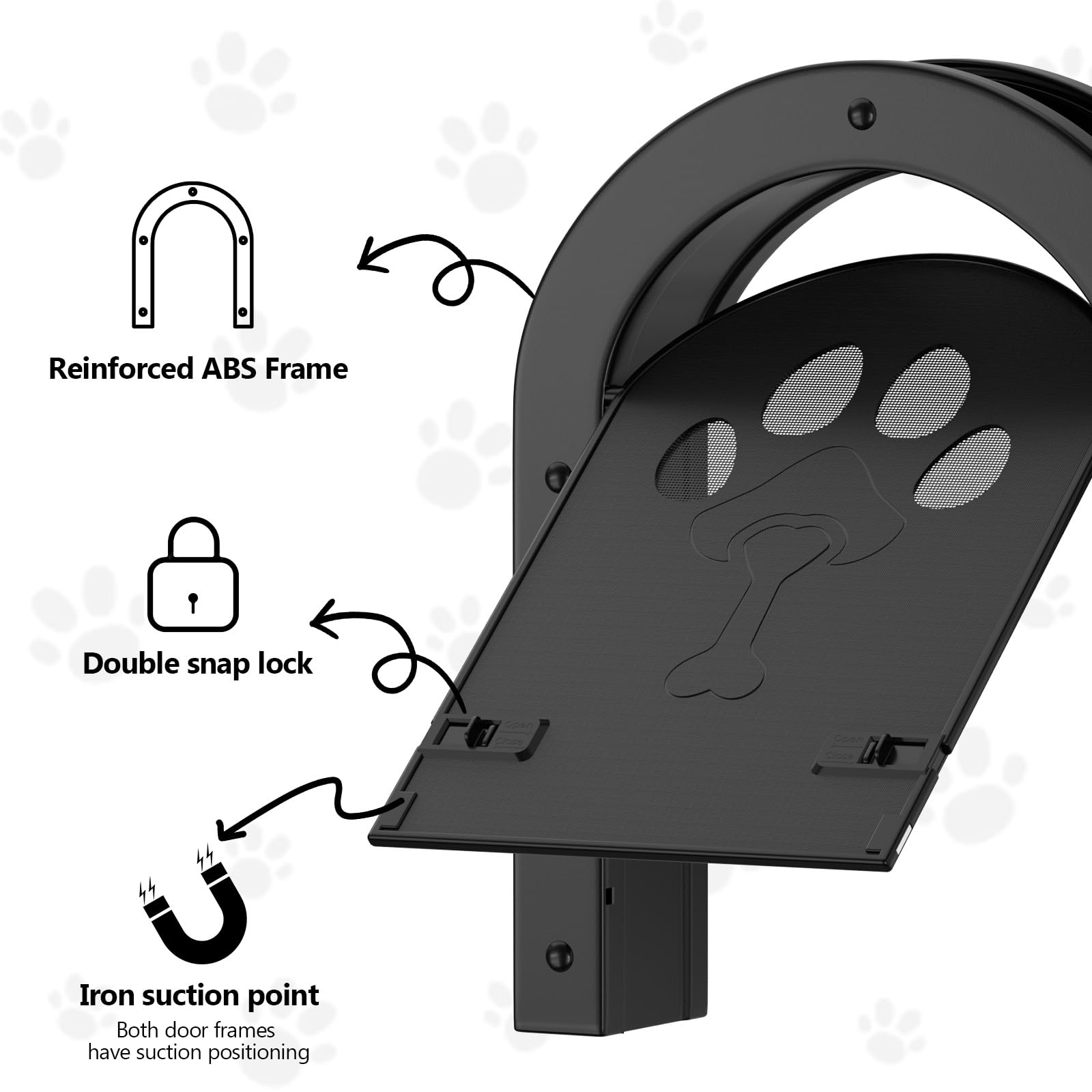 Ownpets Chatière pour l'intérieur et l'extérieur avec système bidirectionnel, ouverture d'entrée de 18,8 x 25,5 cm, convient pour les portes jusqu'à 3,8 cm – pour les chats jusqu'à 11,3 kg