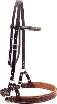 Leather Decorative Nose Side Pull, Bitless Training Bridle, for Horses with Dental Issues