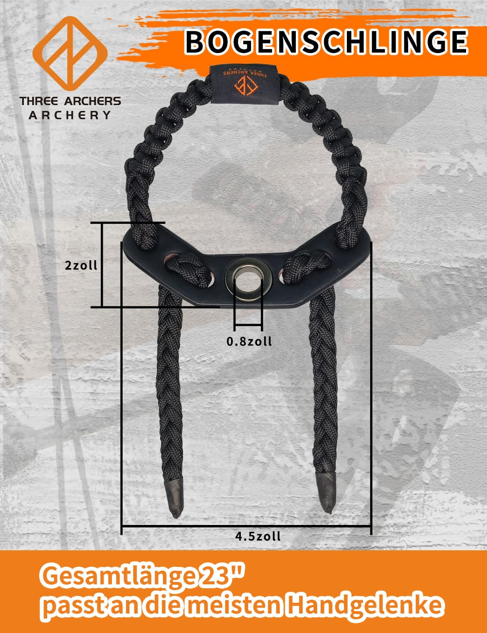 THREE ARCHERS Sangle de poignet réglable pour tir à l'arc - Stabilisateur d'arc et dragonne - Accessoire de chasse et cible - Noir