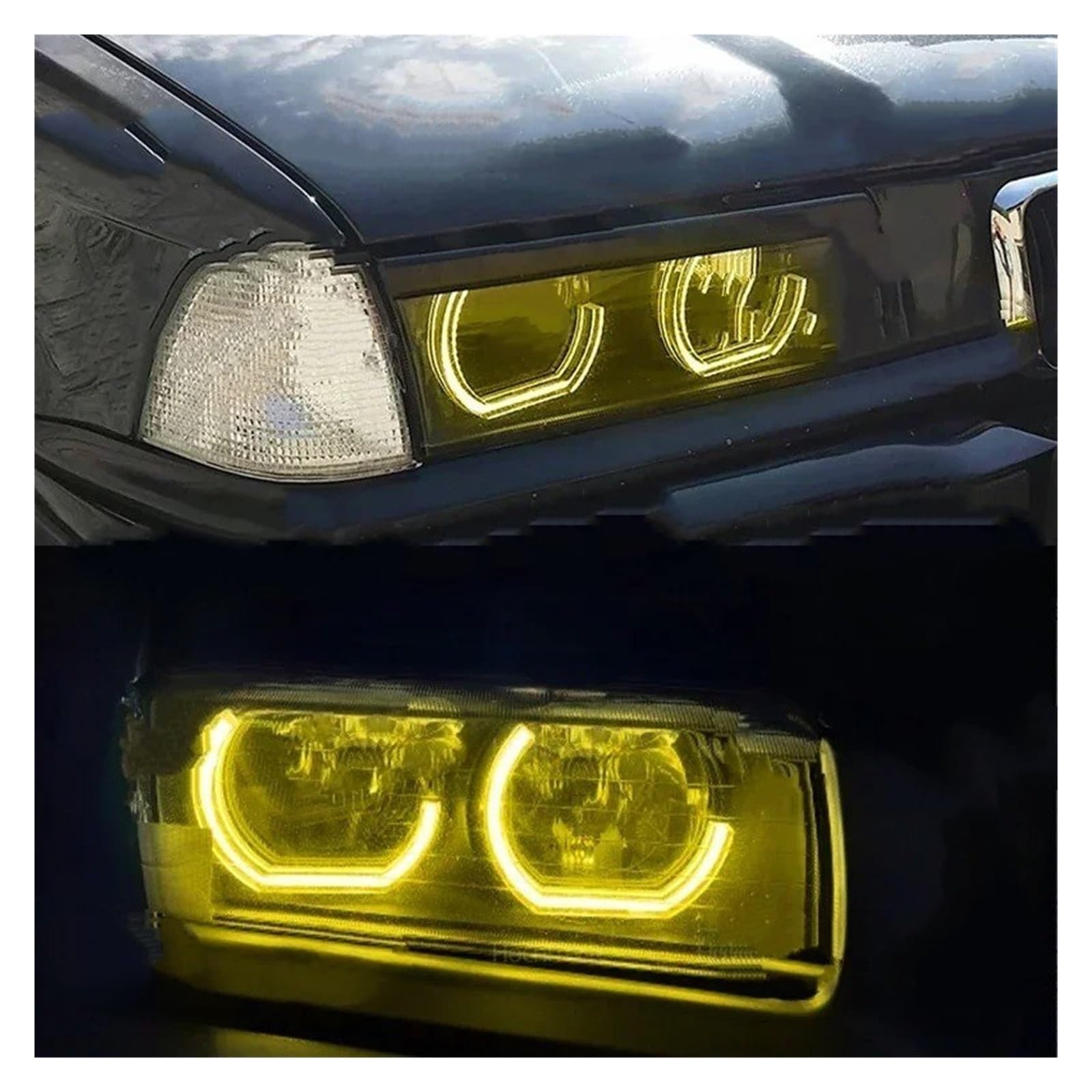Luci diurne occhio d'angelo Per BMW Serie 3 E36 1990-2000 Angel Eyes LED CSL Per Style Kit Anello Faro Giallo Limone Luce Diurna DRL Anelli halo LED