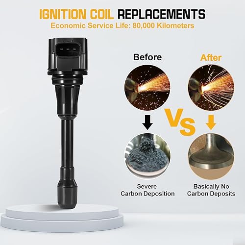 Miniatura 5 de QYL Paquete de 4 bobinas de encendido compatibles con Altima Cube Sentra Rogue Select NV200 Pathfinder 1.8L 2.0L 2.5L Compatible con FX50 M56 QX60
