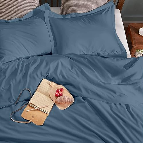 Miniatura 9 de Juego de funda de edredón plisada de 3 piezas de alta calidad con cierre de cremallera y lazos en las esquinas, conteo sólido de 1000 hilos, fundas