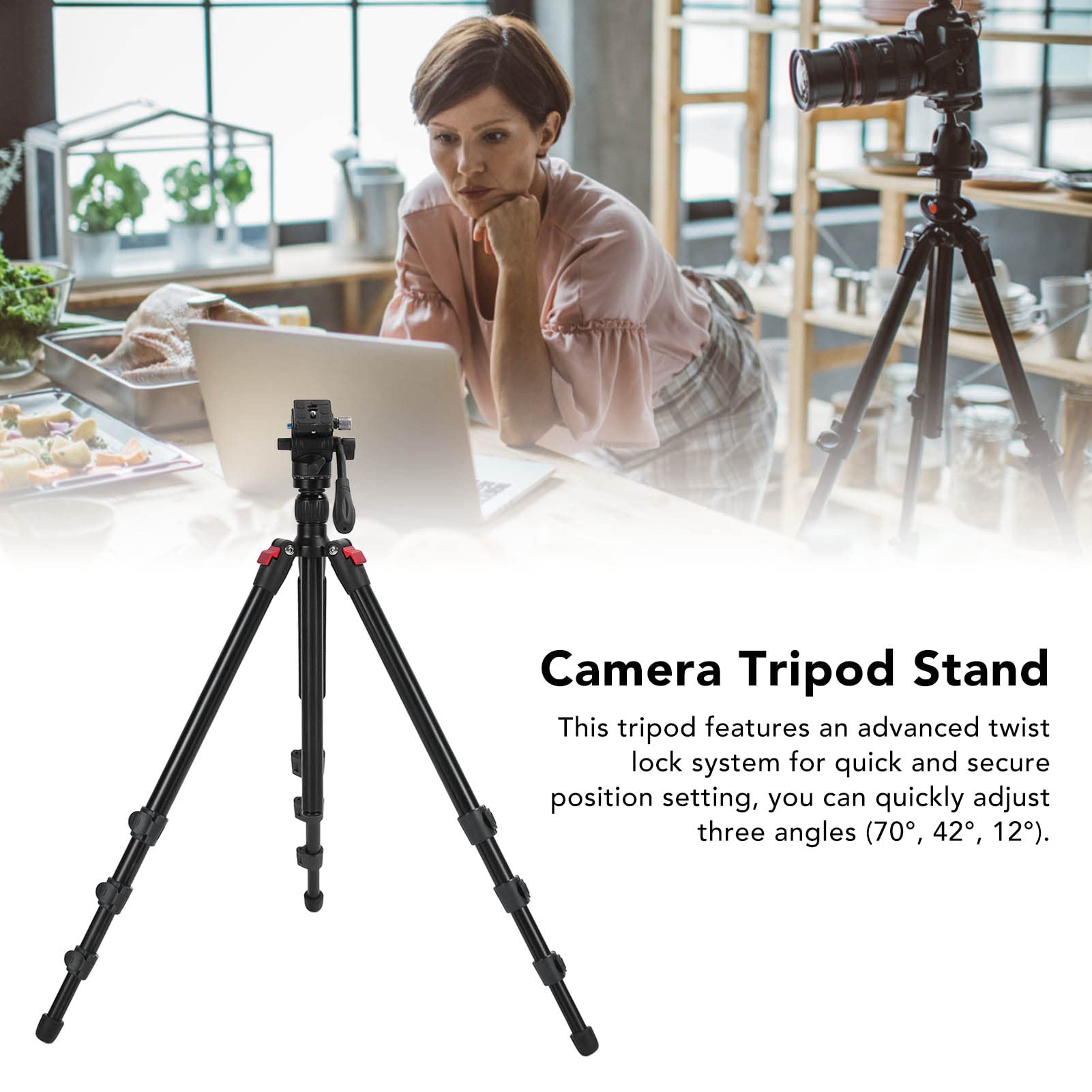 Trípode para Cámara, Soporte para Trípode para Cámara Resistente de 63,89 Pulgadas con Bolsa de Transporte, Trípodes DSLR de Viaje con Soporte de Carga de 15 Kg/33,1 LB, para