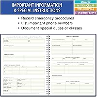 Vista 6 de (W101) Planificador de clase de 7 períodos para docente; días horizontales a lo largo de la parte superior, A-azul