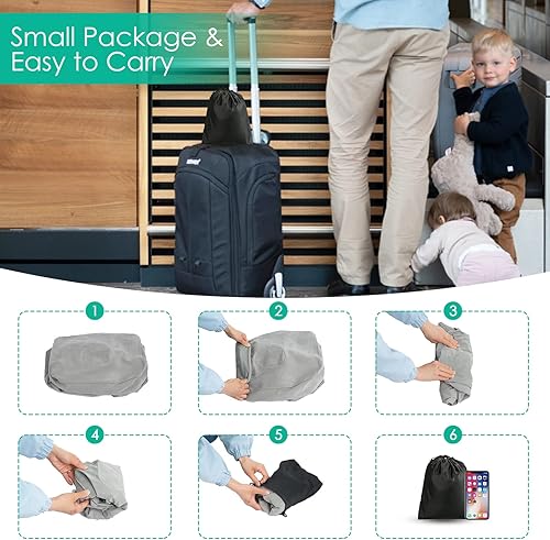 Miniatura 7 de SVOPY - Cama inflable para niños pequeños en el aire, almohada de viaje con almohada de altura ajustable para piernas para vuelos de largo alcance,