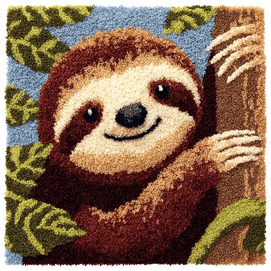 Kitquiver Latch Hook Kits Donkey for Adults,Sloth DIY Latch Hook Cushion Kits and Latch Rug Kits Cross-Stitch Embroidery Cushion Cover for Home Sofa Decoration 17X17 in